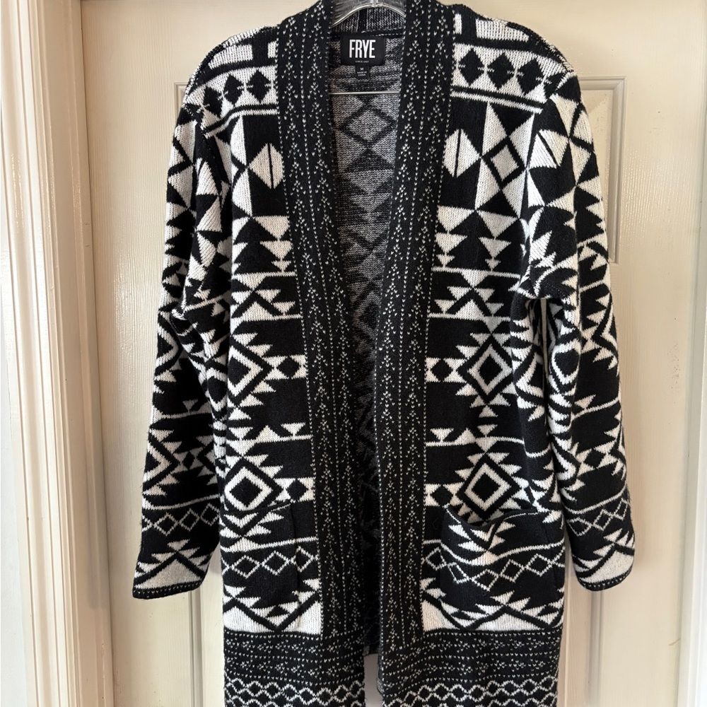 Frye Southwestern Print Open-Front Cardigan